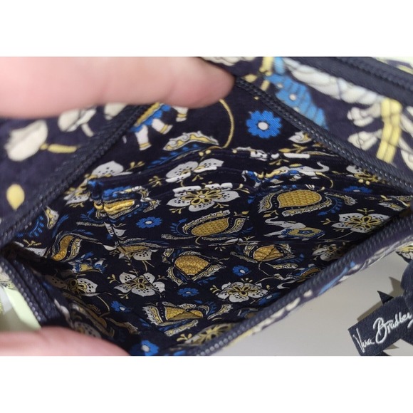 Vera Bradley Hipster Ellie Blue Yellow Elephant Pattern Crossbody Bag Purse - Picture 10 of 15